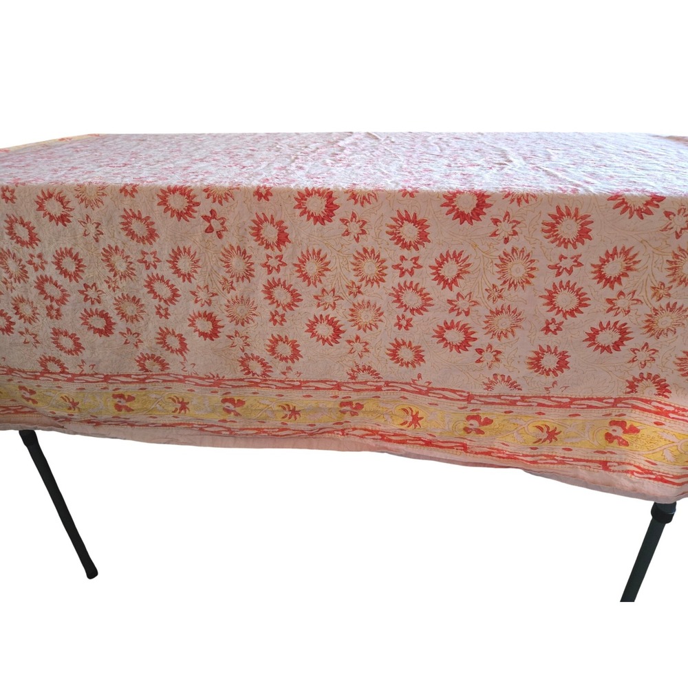 Couleur Nature 58x88 Tablecloth Floral Block Print Rectangle French Provincial